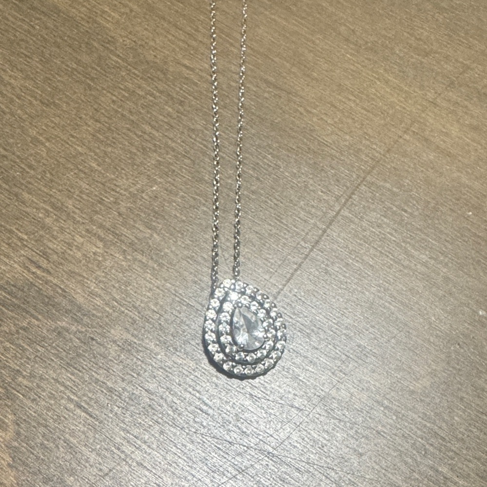 JCPenney Silver Crystal Teardrop Necklace